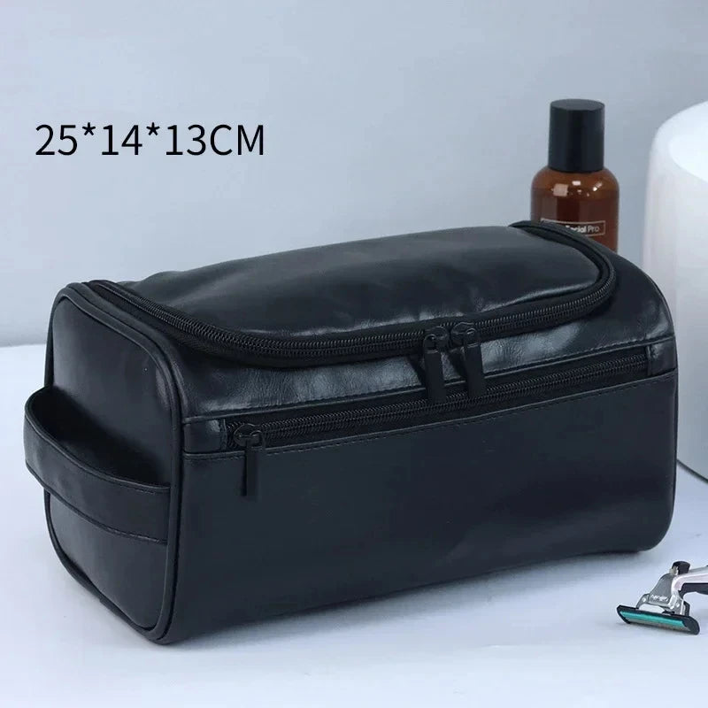 Spacious Leather Toiletry Bag for Travel & Grooming