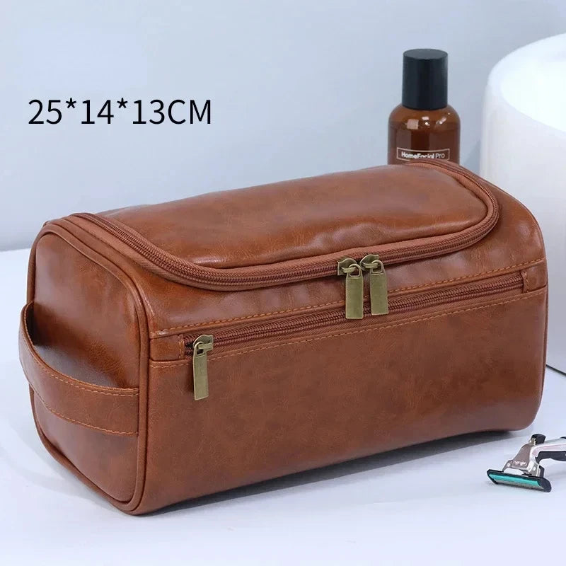 Leather Hanging Travel Toiletry Bag for Men & Women